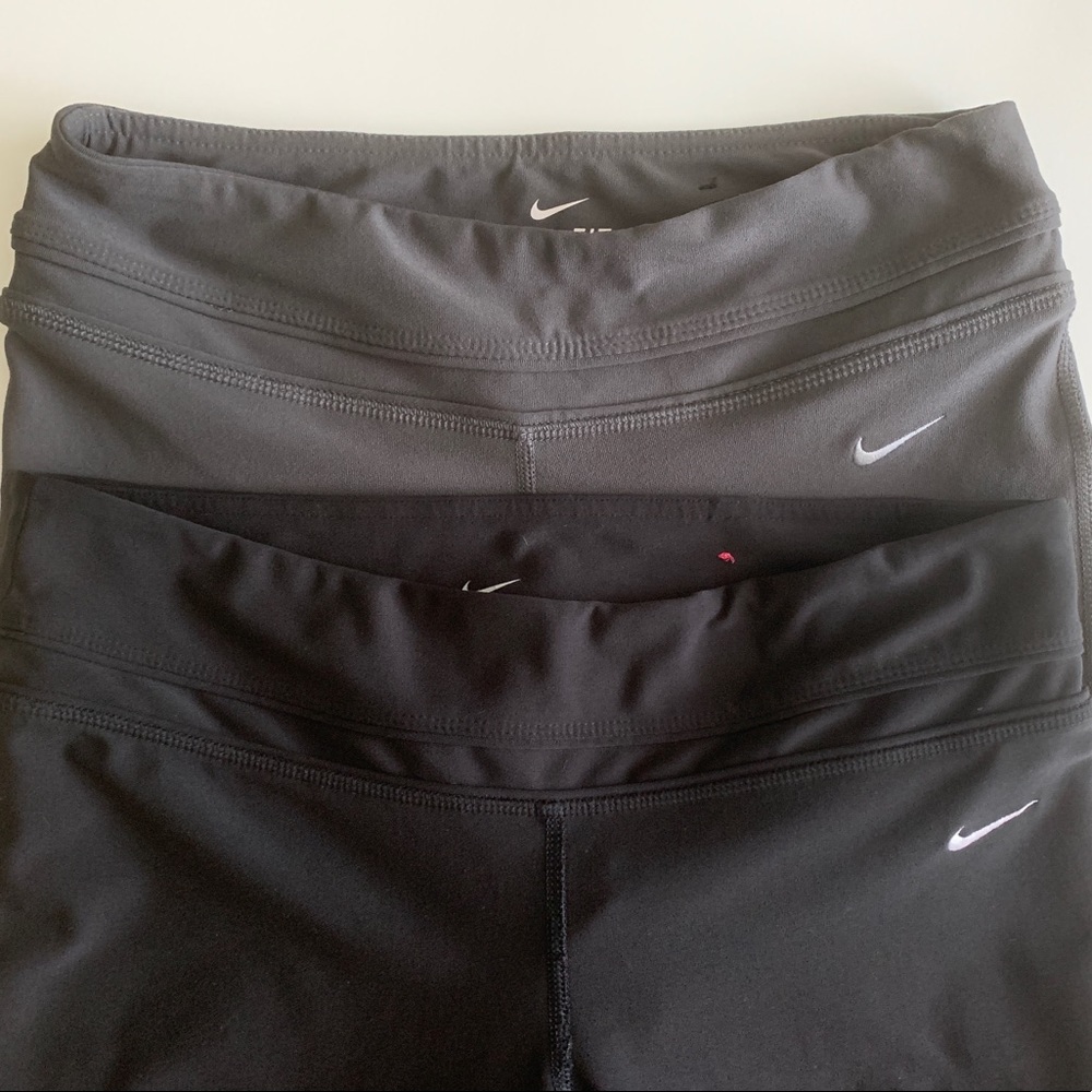 2 Nike Dri Fit Capri  Leggings Black / Grey